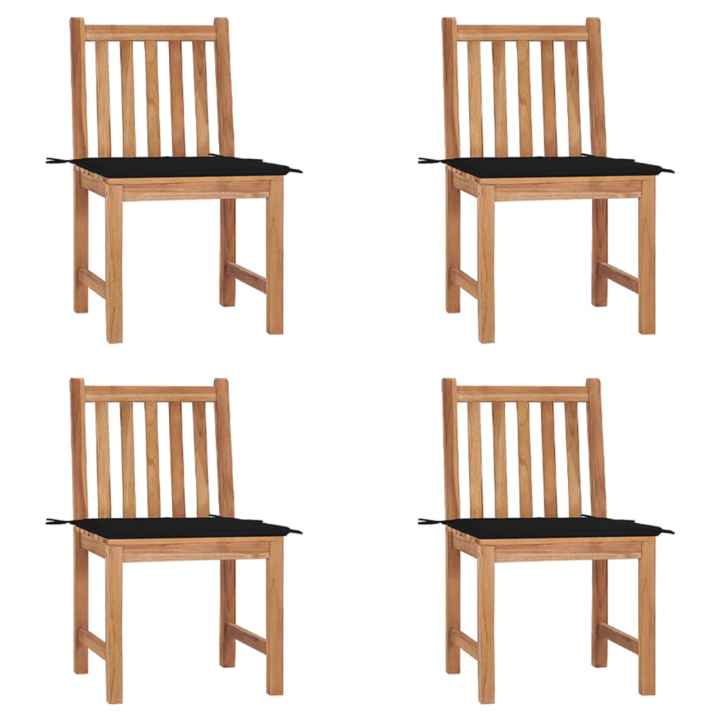 Chaises de jardin lot de 4 avec coussins Bois de teck massif