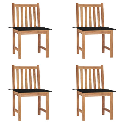 Chaises de jardin lot de 4 avec coussins Bois de teck massif