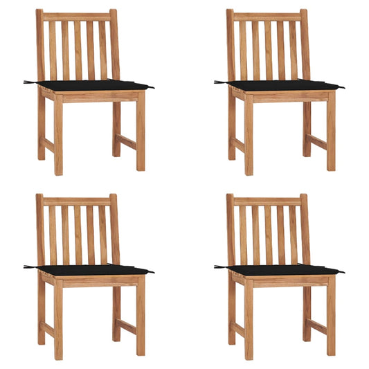 Chaises de jardin lot de 4 avec coussins Bois de teck massif