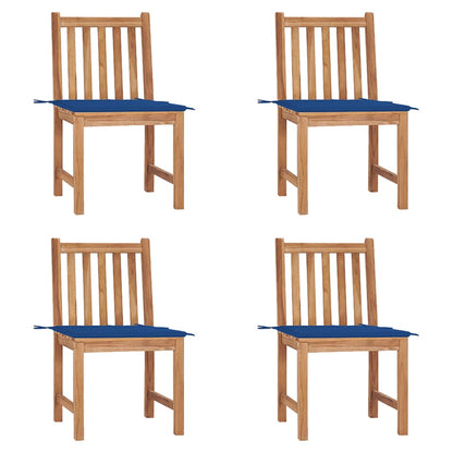 Chaises de jardin lot de 4 avec coussins Bois de teck massif