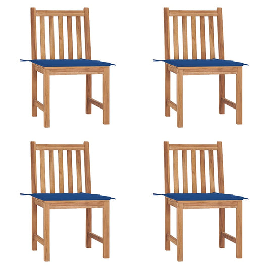 Chaises de jardin lot de 4 avec coussins Bois de teck massif