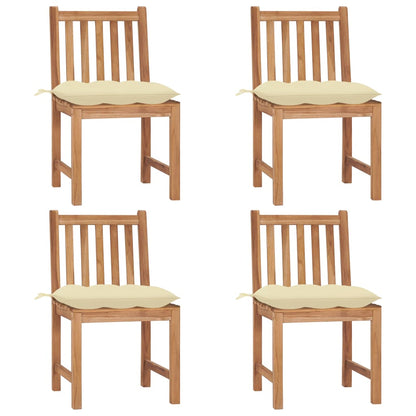 Chaises de jardin lot de 4 avec coussins Bois de teck massif