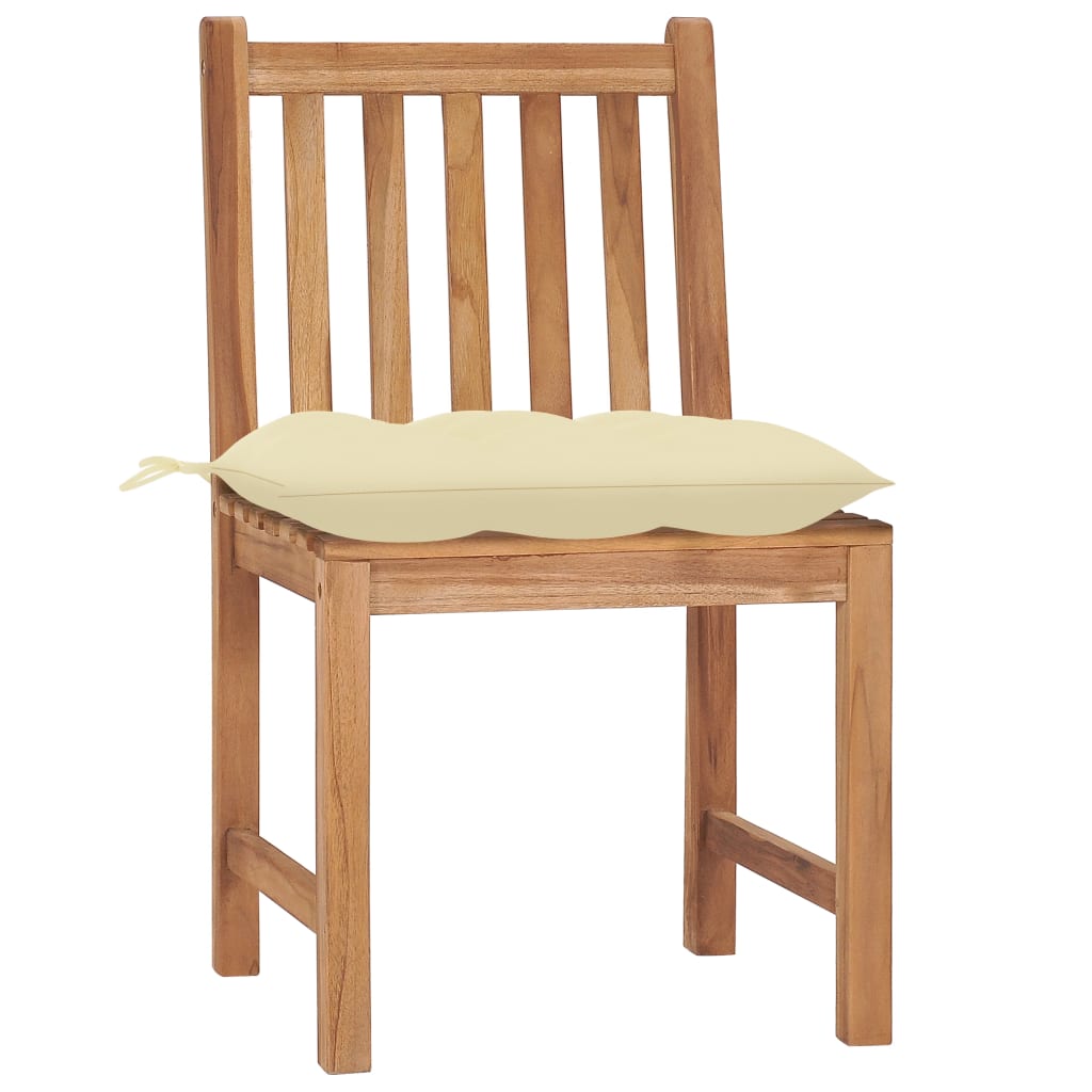 Chaises de jardin lot de 4 avec coussins Bois de teck massif