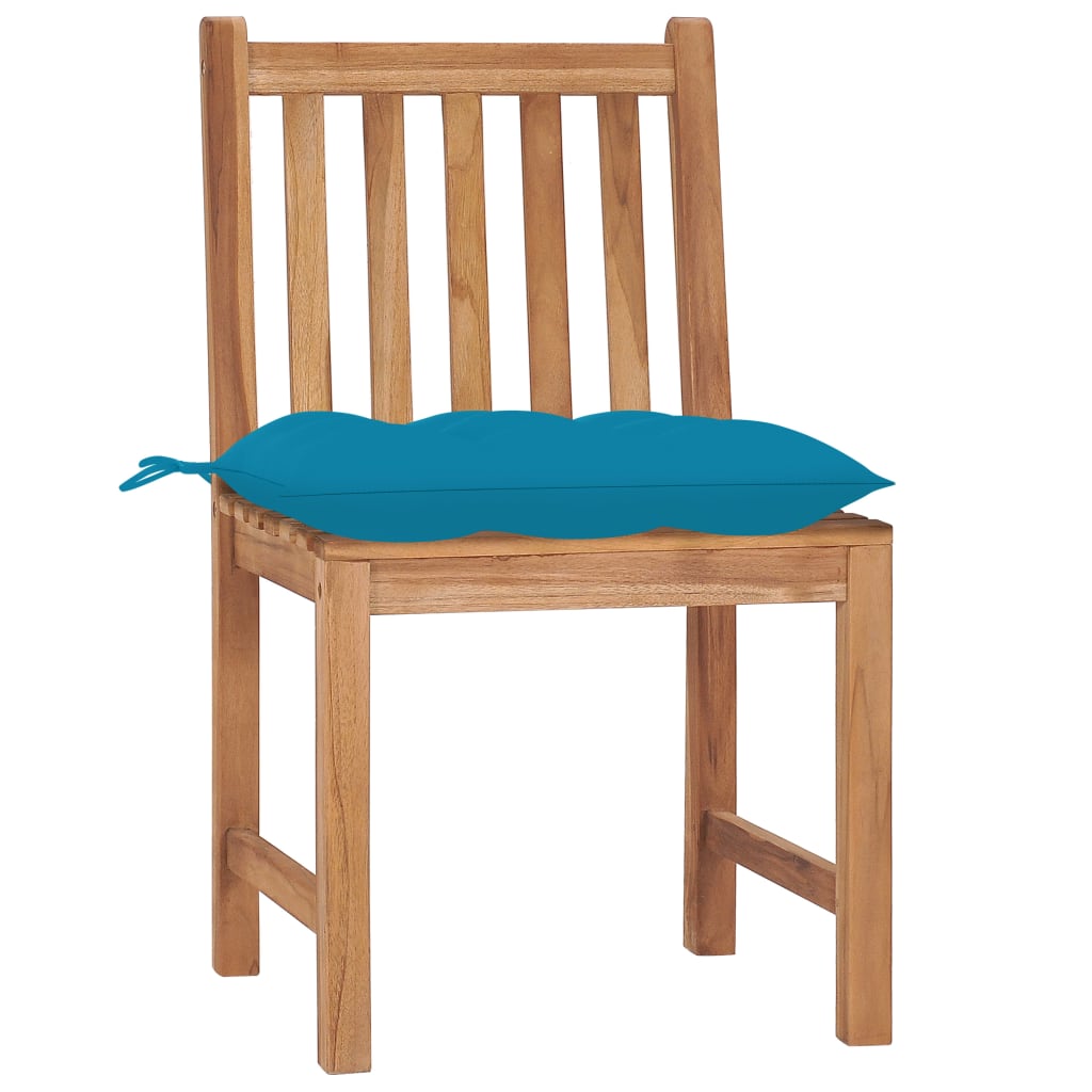 Chaises de jardin lot de 4 avec coussins Bois de teck massif