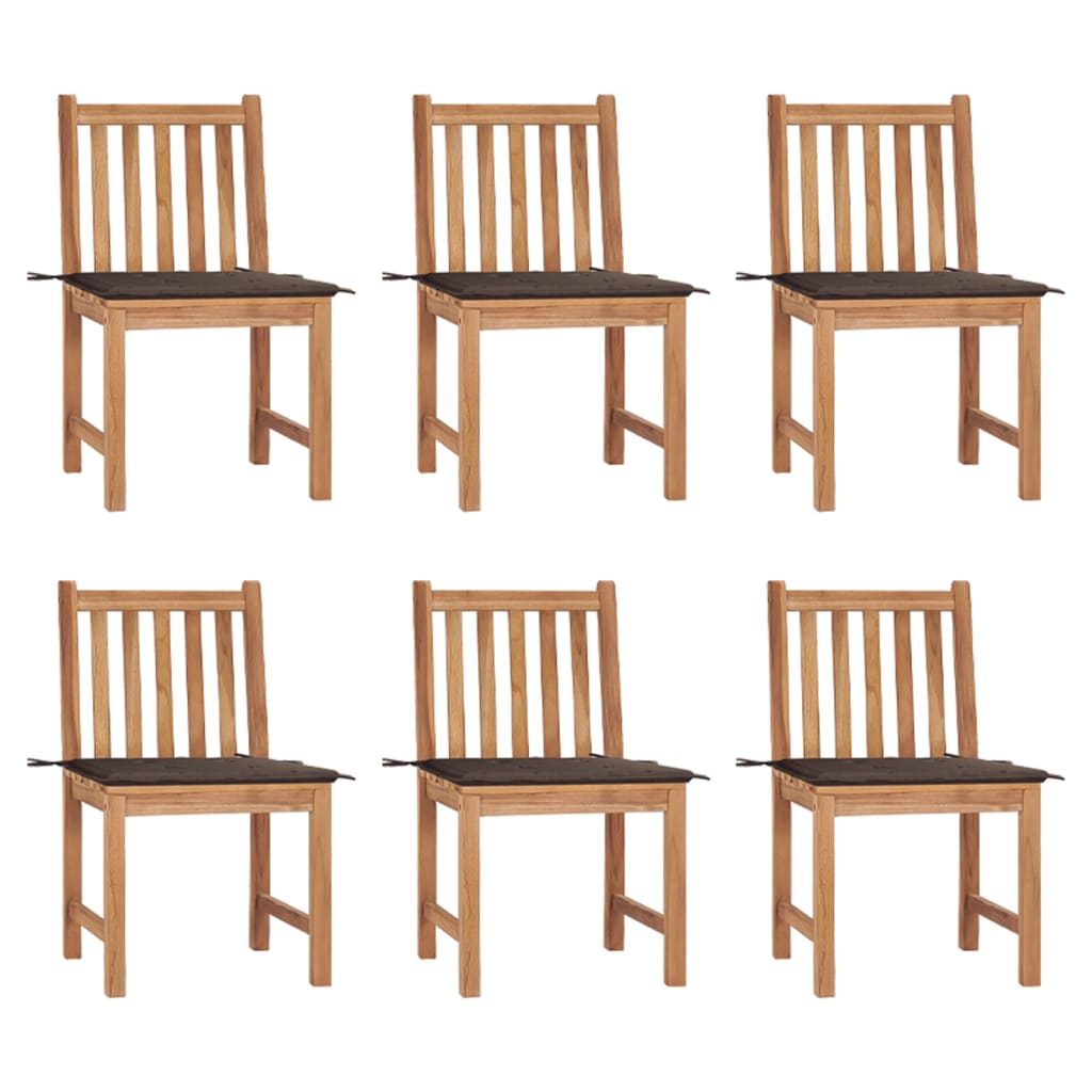 Chaises de jardin lot de 6 avec coussins Bois de teck massif