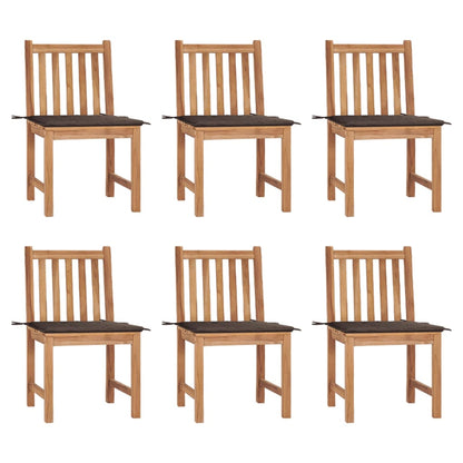 Chaises de jardin lot de 6 avec coussins Bois de teck massif