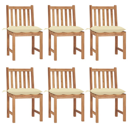 Chaises de jardin lot de 6 avec coussins Bois de teck massif