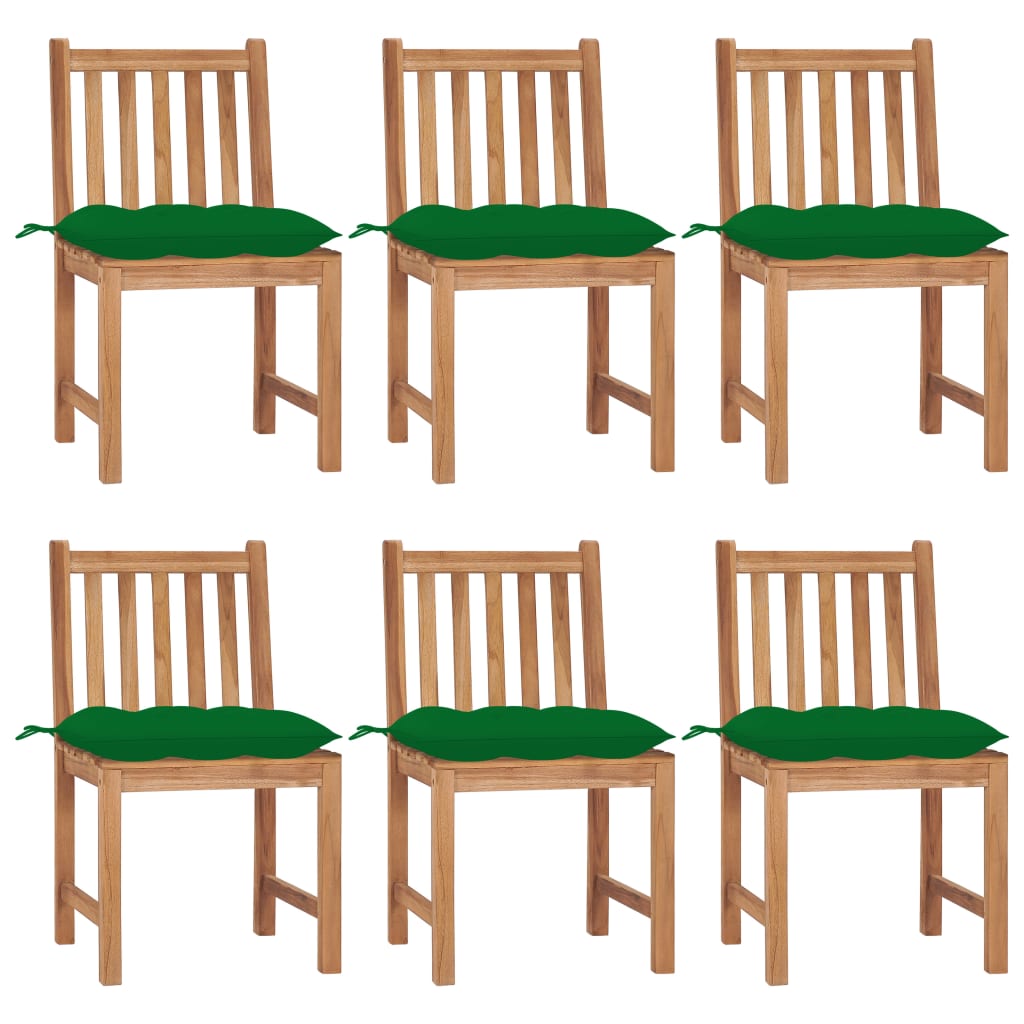 Chaises de jardin lot de 6 avec coussins Bois de teck massif