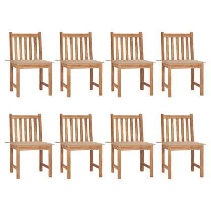 Chaises de jardin lot de 8 avec coussins Bois de teck massif