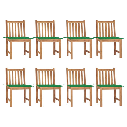 Chaises de jardin lot de 8 avec coussins Bois de teck massif