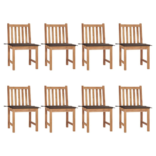 Chaises de jardin lot de 8 avec coussins Bois de teck massif