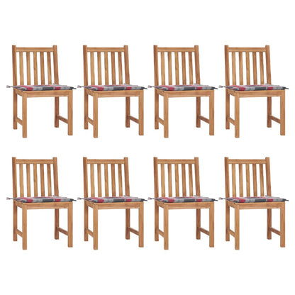 Chaises de jardin lot de 8 avec coussins Bois de teck massif