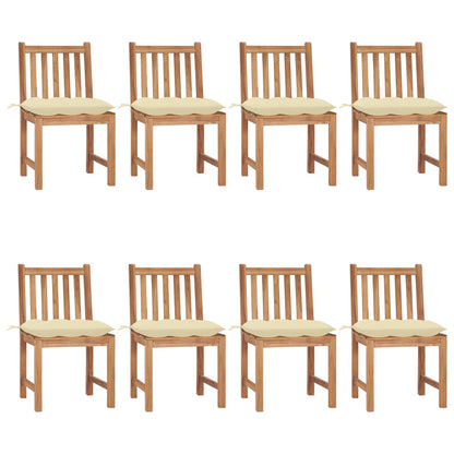 Chaises de jardin lot de 8 avec coussins Bois de teck massif