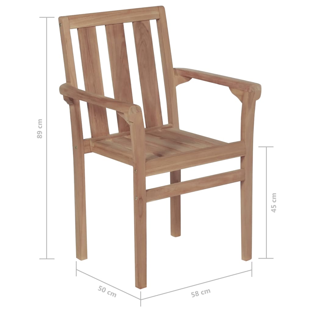 Chaises de jardin empilables lot de 6 Bois de teck solide