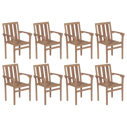 Chaises de jardin empilables lot de 8 Bois de teck solide