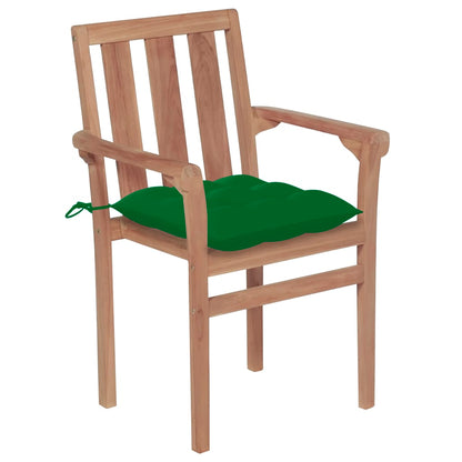 Chaises de jardin empilables avec coussins lot de 4 Teck solide