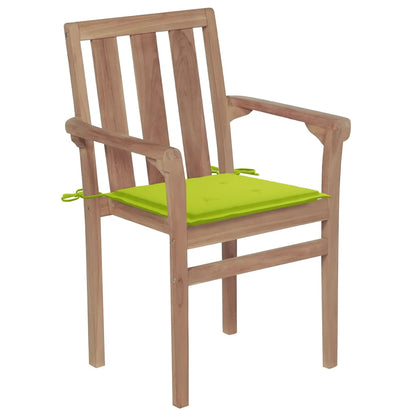 Chaises de jardin empilables avec coussins lot de 8 Teck solide