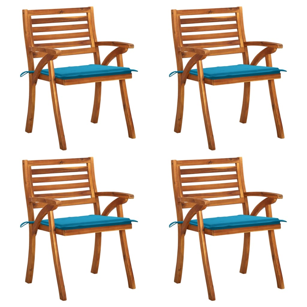 Chaises de jardin avec coussins lot de 4 Bois de teck solide