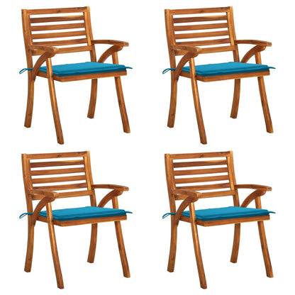 Chaises de jardin avec coussins lot de 4 Bois de teck solide