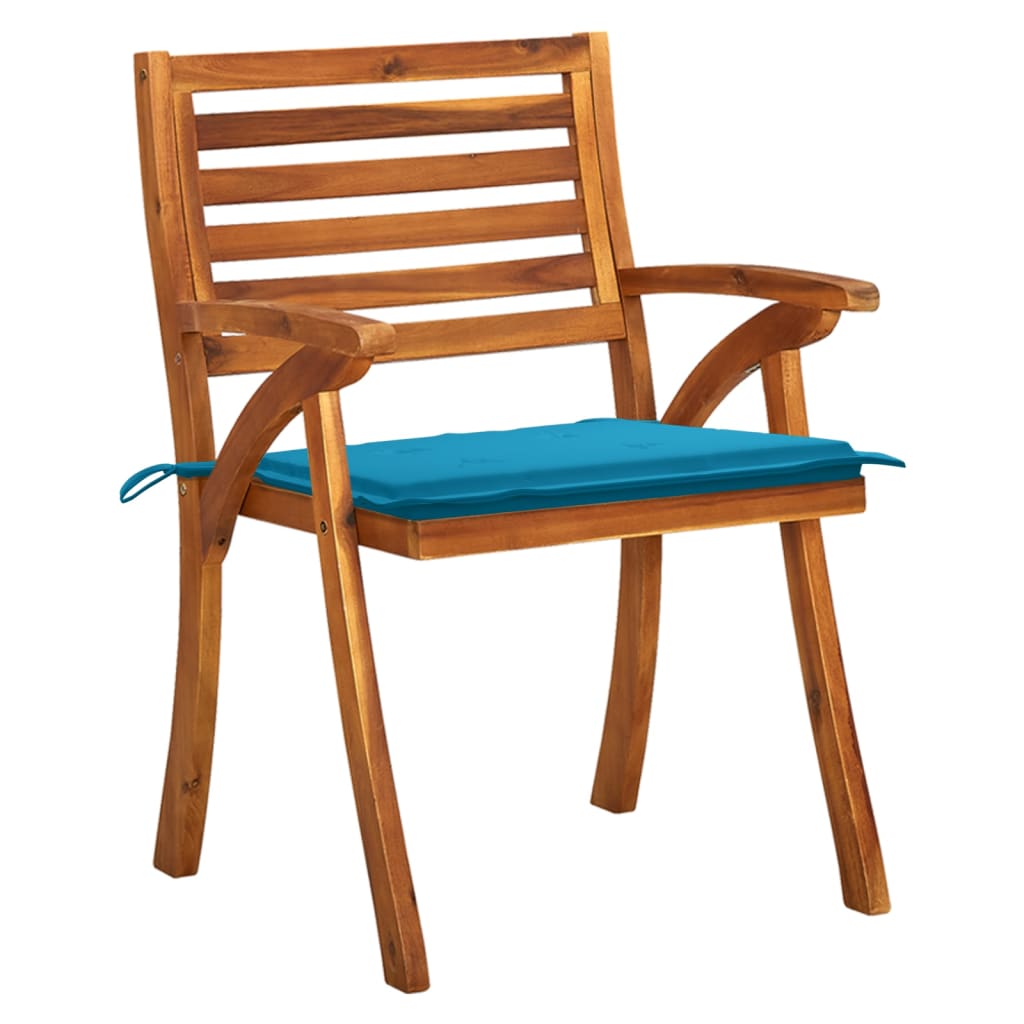 Chaises de jardin avec coussins lot de 4 Bois de teck solide