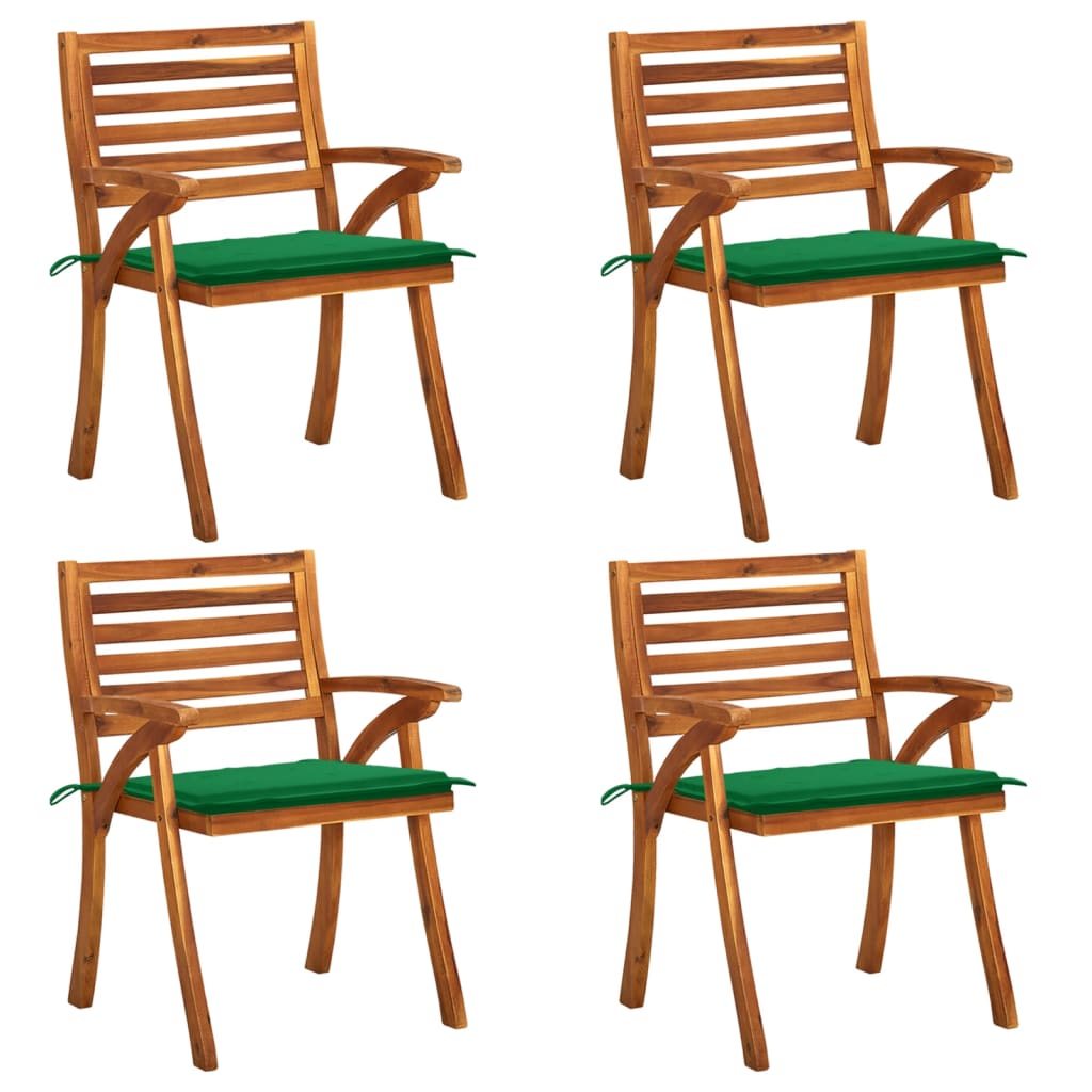 Chaises de jardin avec coussins lot de 4 Bois de teck solide