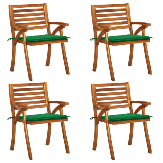 Chaises de jardin avec coussins lot de 4 Bois de teck solide