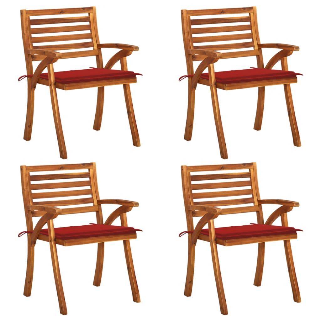 Chaises de jardin avec coussins lot de 4 Bois de teck solide