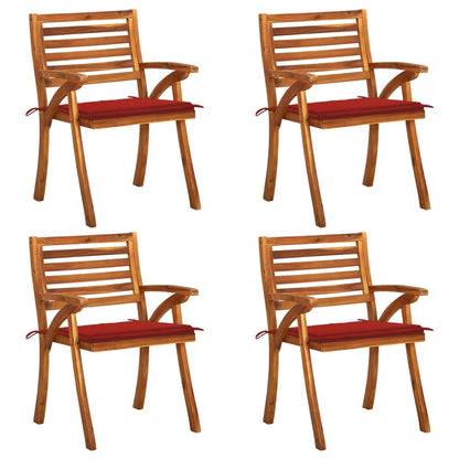 Chaises de jardin avec coussins lot de 4 Bois de teck solide