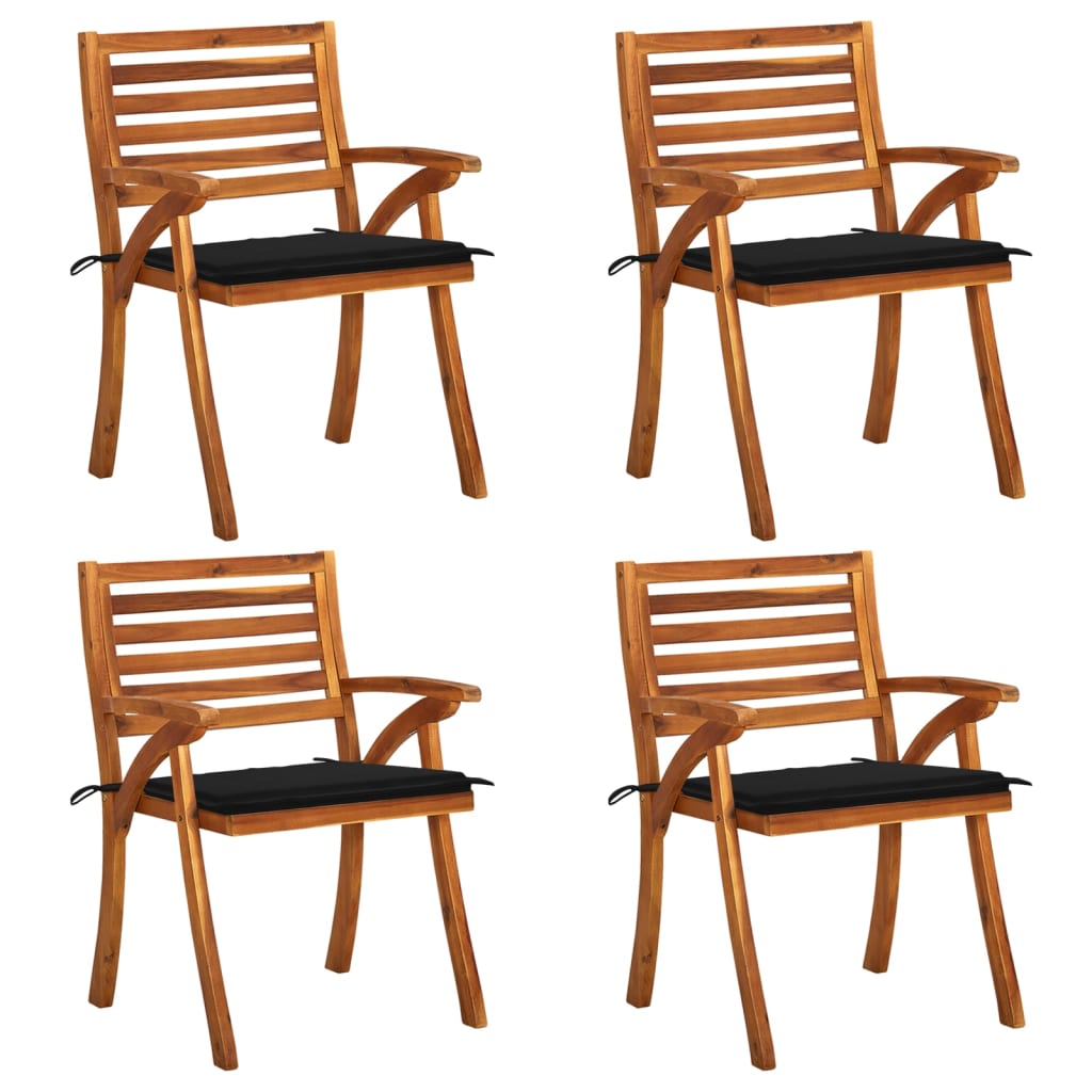 Chaises de jardin avec coussins lot de 4 Bois de teck solide