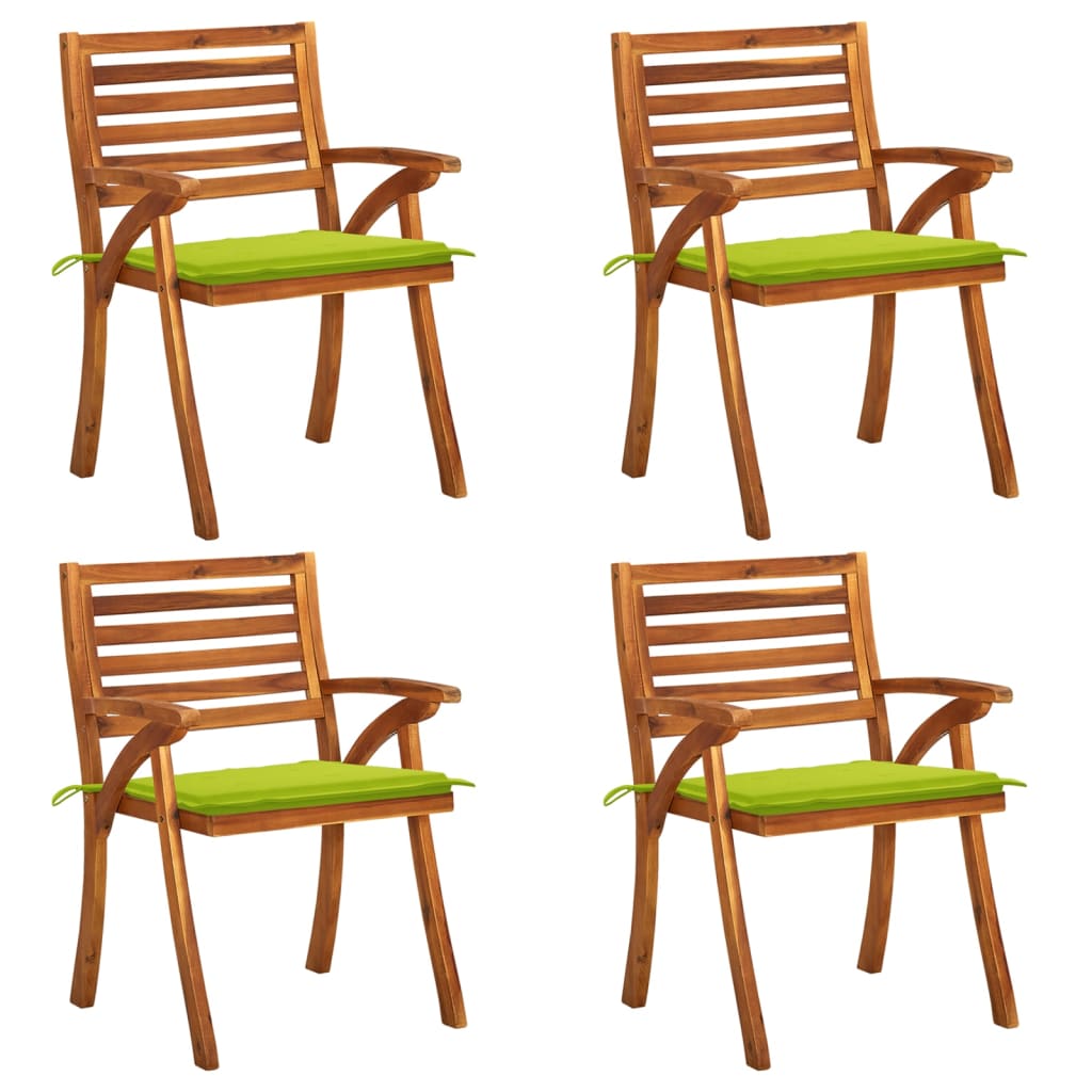 Chaises de jardin avec coussins lot de 4 Bois de teck solide