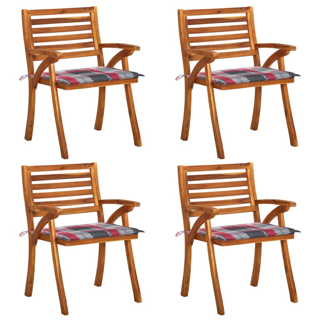 Chaises de jardin avec coussins lot de 4 Bois de teck solide