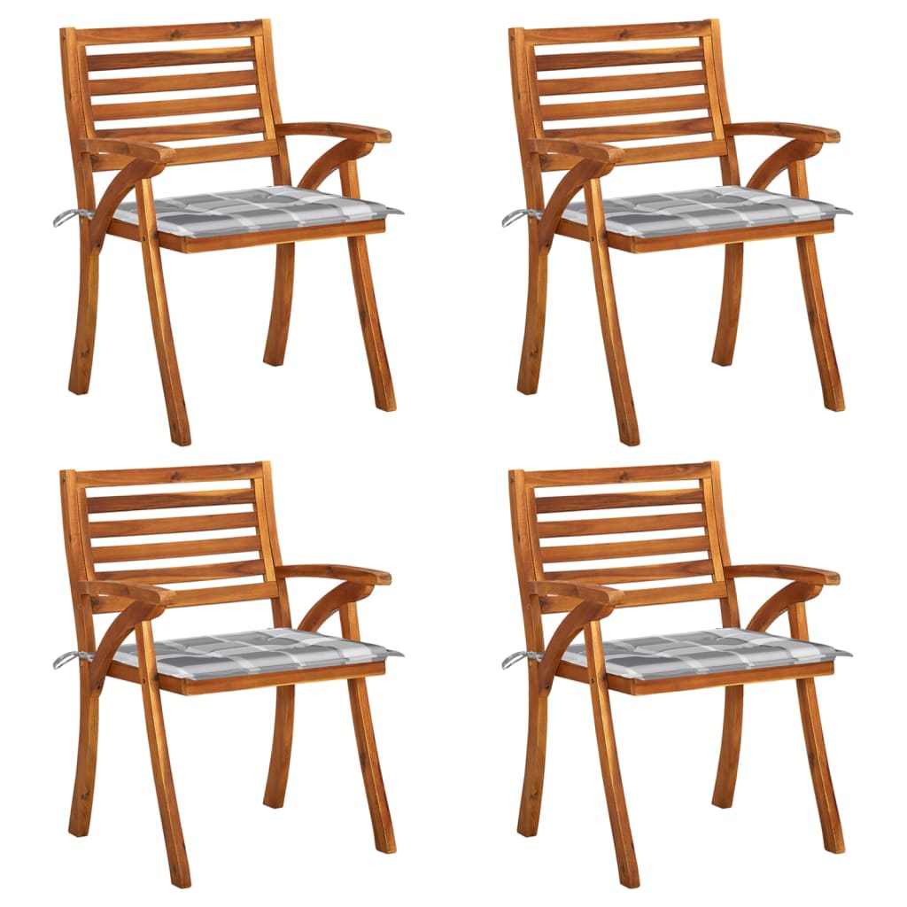 Chaises de jardin avec coussins lot de 4 Bois de teck solide