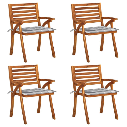 Chaises de jardin avec coussins lot de 4 Bois de teck solide