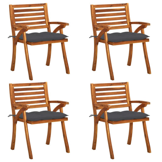 Chaises de jardin avec coussins lot de 4 Bois de teck solide