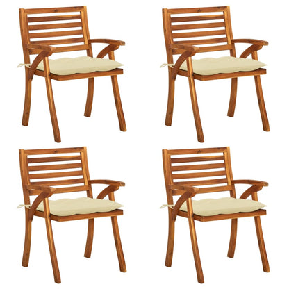 Chaises de jardin avec coussins lot de 4 Bois de teck solide