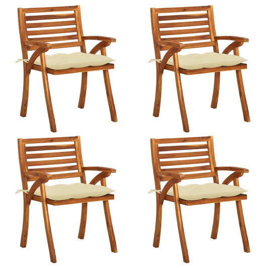 Chaises de jardin avec coussins lot de 4 Bois de teck solide