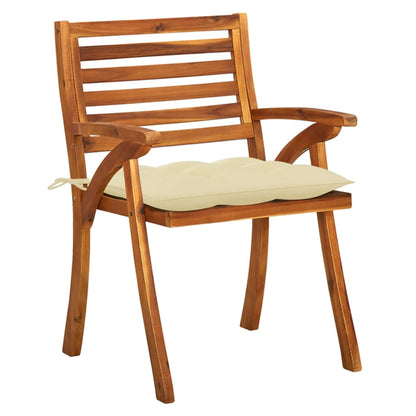 Chaises de jardin avec coussins lot de 4 Bois de teck solide