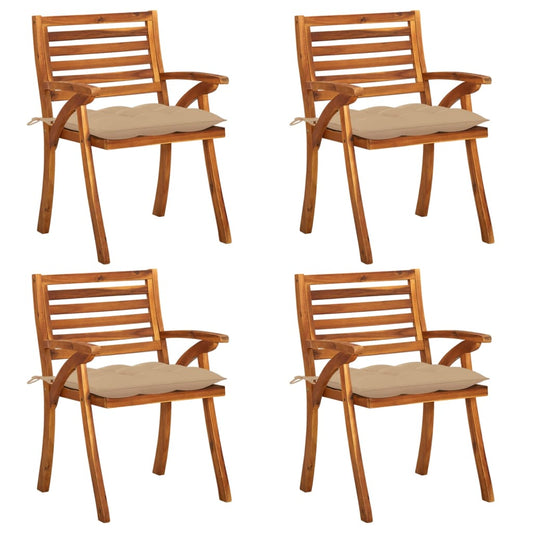 Chaises de jardin avec coussins lot de 4 Bois de teck solide