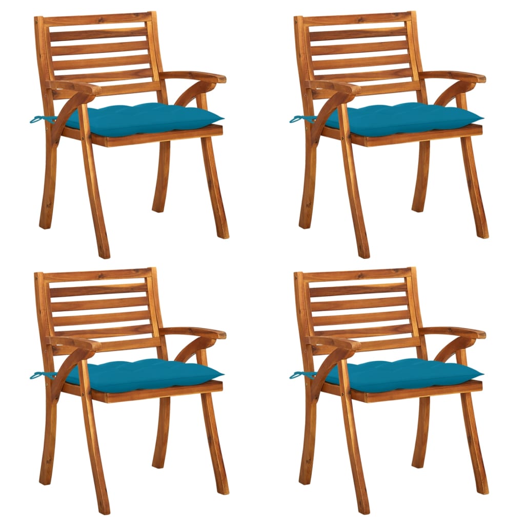 Chaises de jardin avec coussins lot de 4 Bois de teck solide