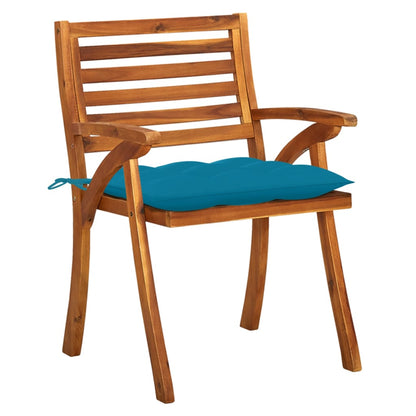 Chaises de jardin avec coussins lot de 4 Bois de teck solide