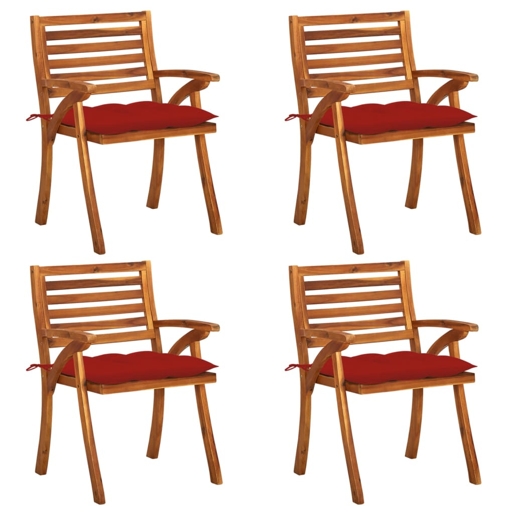 Chaises de jardin avec coussins lot de 4 Bois de teck solide