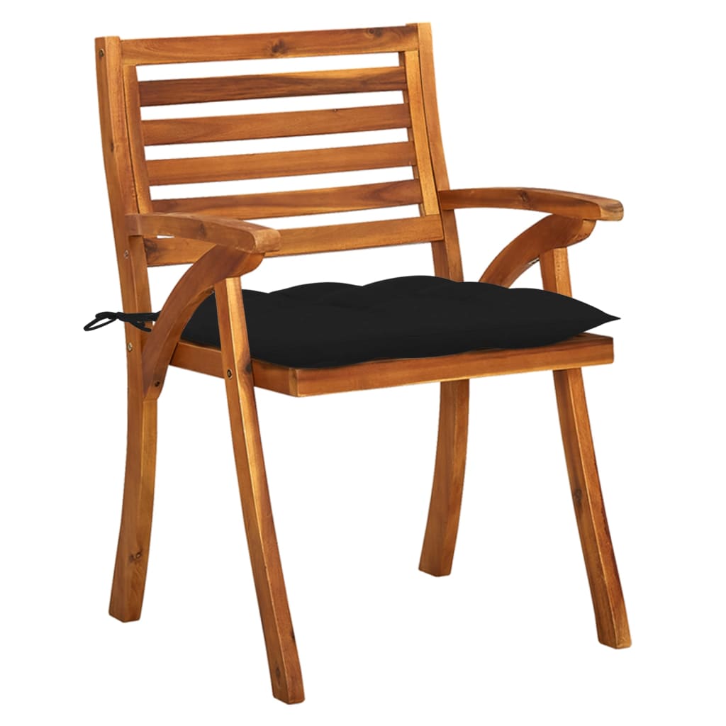 Chaises de jardin avec coussins lot de 4 Bois de teck solide