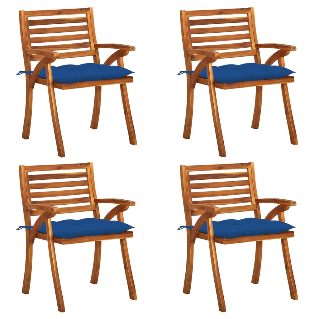 Chaises de jardin avec coussins lot de 4 Bois de teck solide