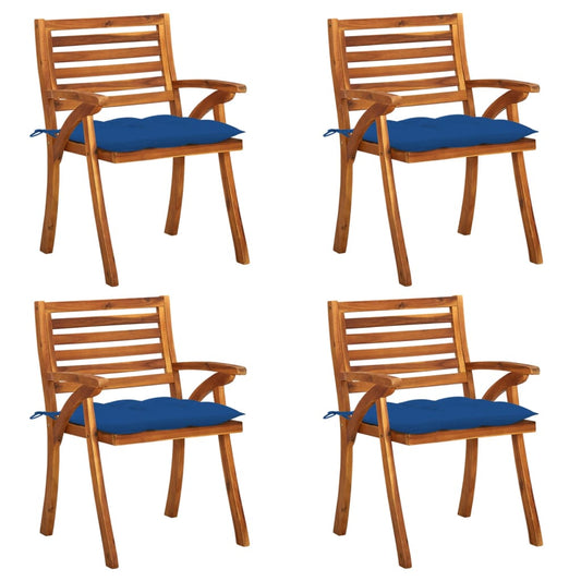 Chaises de jardin avec coussins lot de 4 Bois de teck solide