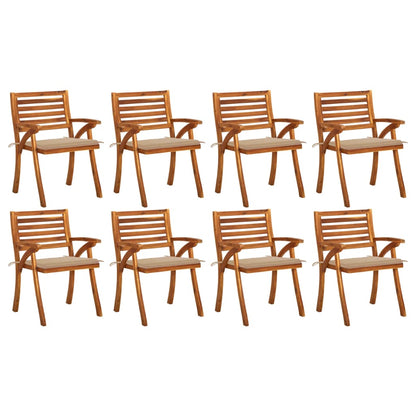 Chaises de jardin avec coussins lot de 8 Bois d'acacia solide