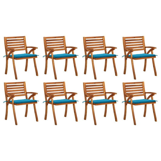 Chaises de jardin avec coussins lot de 8 Bois d'acacia solide