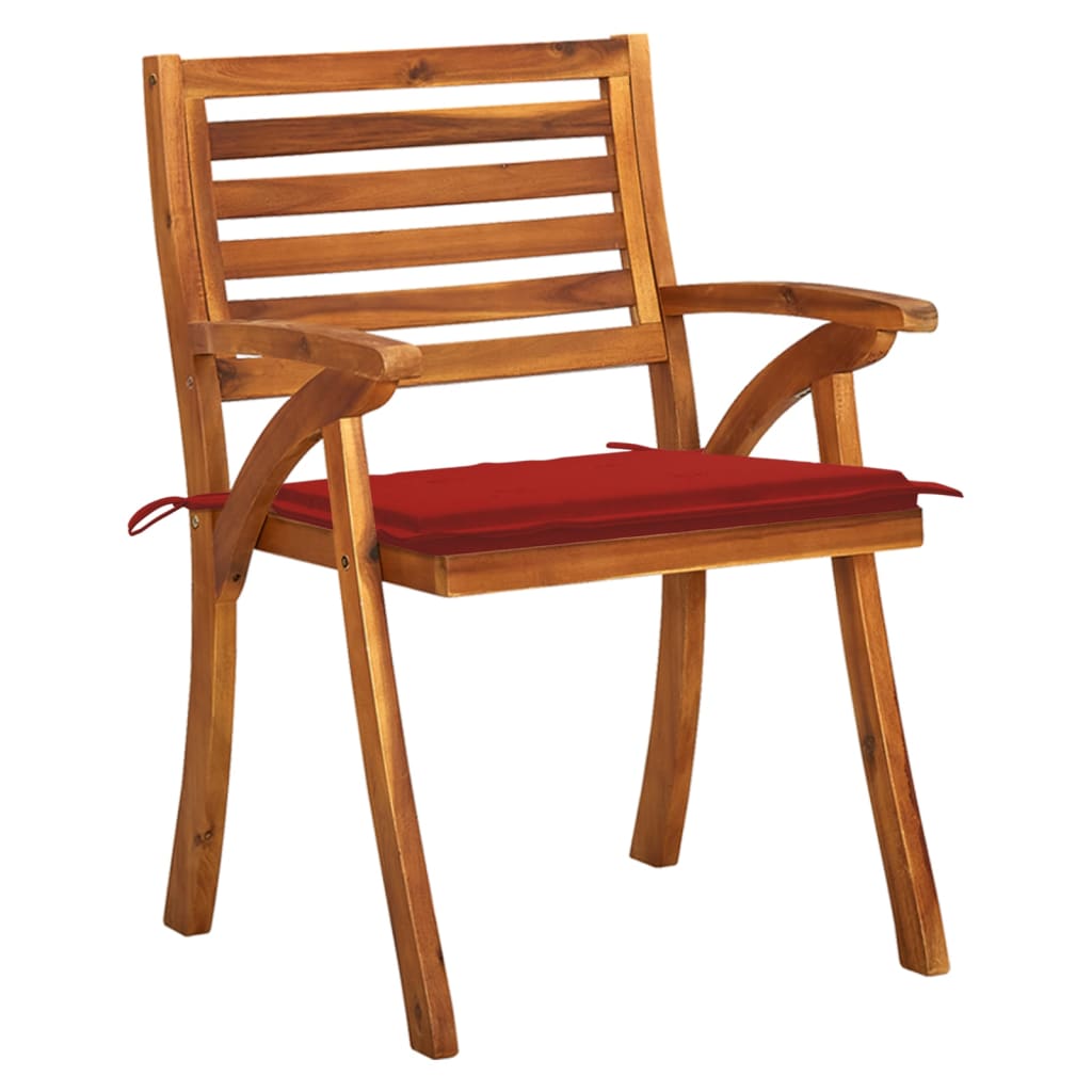 Chaises de jardin avec coussins lot de 8 Bois d'acacia solide