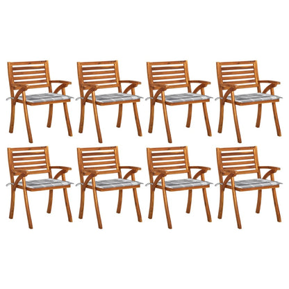 Chaises de jardin avec coussins lot de 8 Bois d'acacia solide