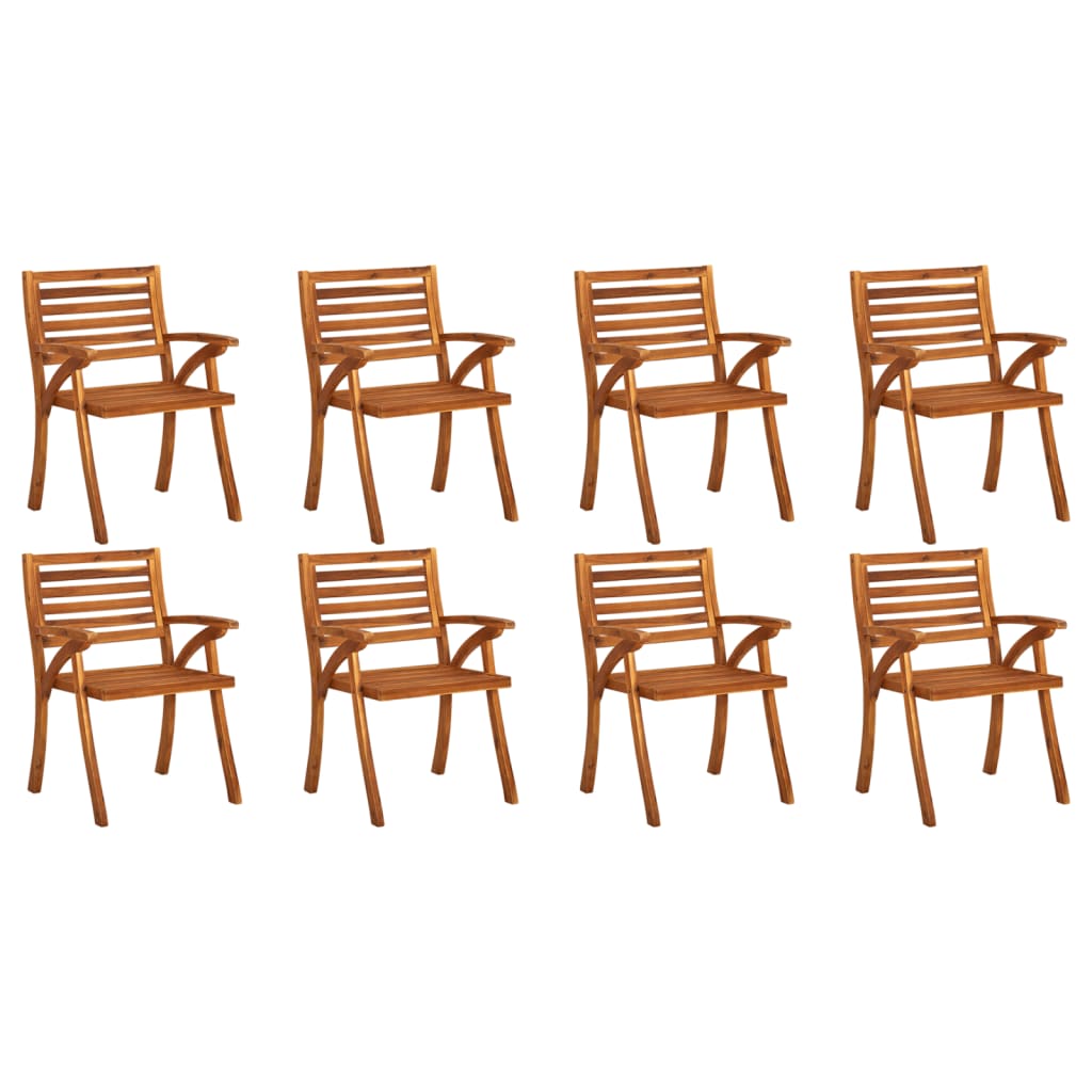 Chaises de jardin avec coussins lot de 8 Bois d'acacia solide