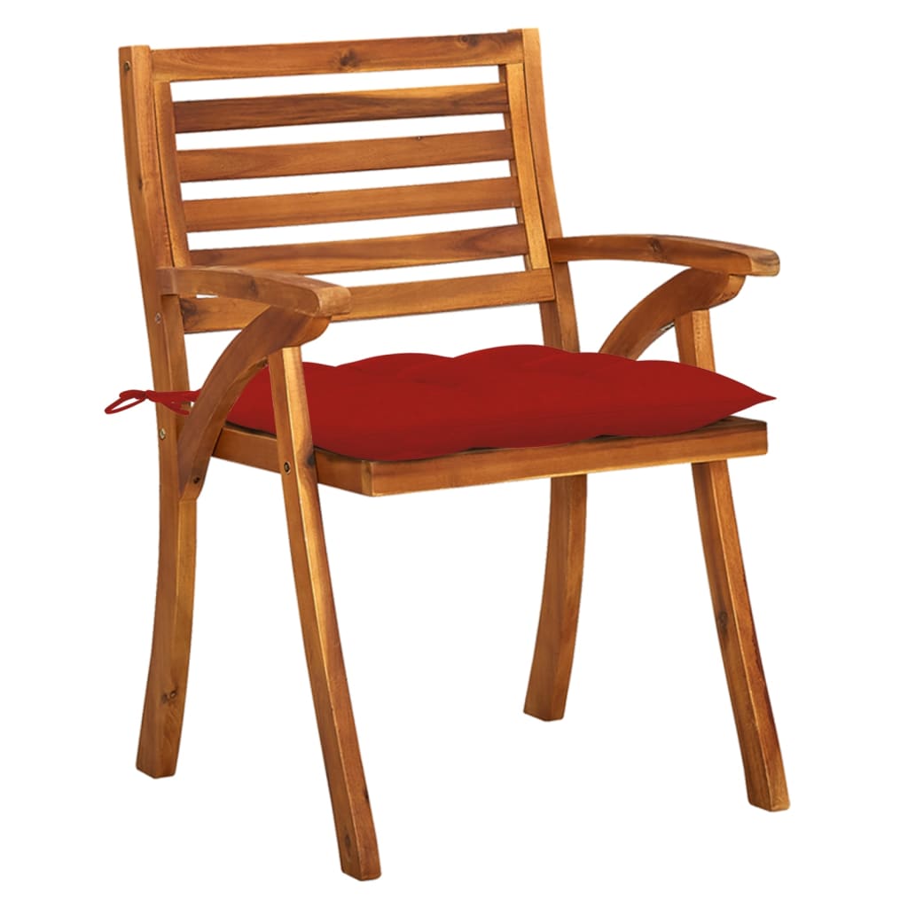 Chaises de jardin avec coussins lot de 8 Bois d'acacia solide